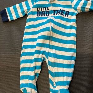 Carter's Blue and White Striped Little Brother Footie